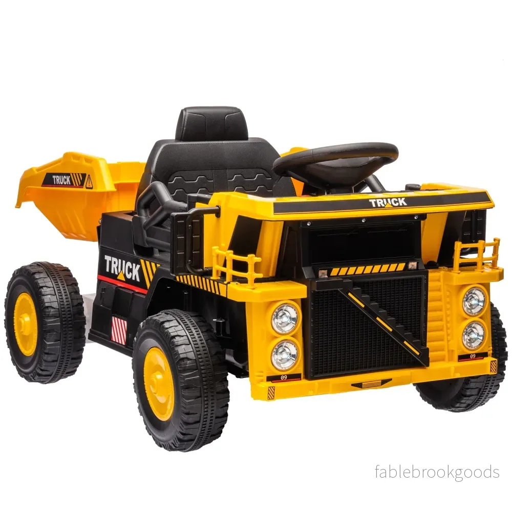 Elektrisk åktraktor för barn med spade, gul Elektrisk åktraktor för barn med spade, gul