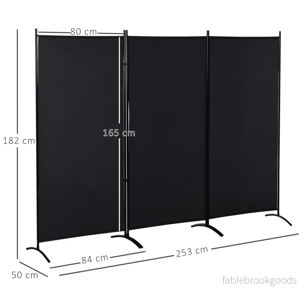 3-panels rumsavdelare, svart metallram, sekretessskärm - Bild 3