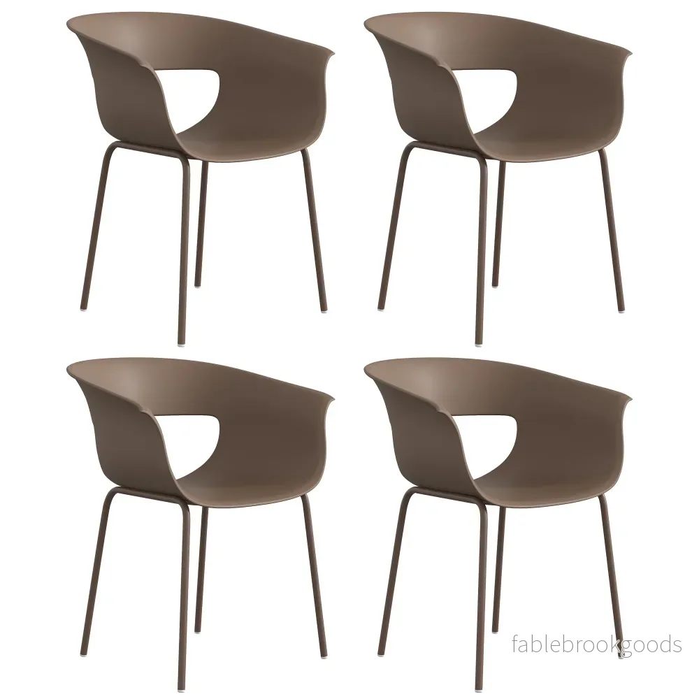 Ergonomiska trädgårdsstolar för utomhusbruk, set om 4, väderbeständiga, kaffe