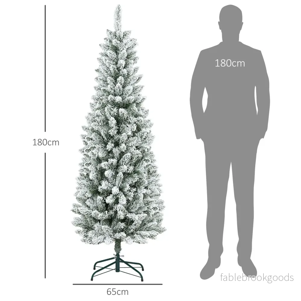 Konstgjord julgran, 183 cm, smal med snöeffekt - Bild 3