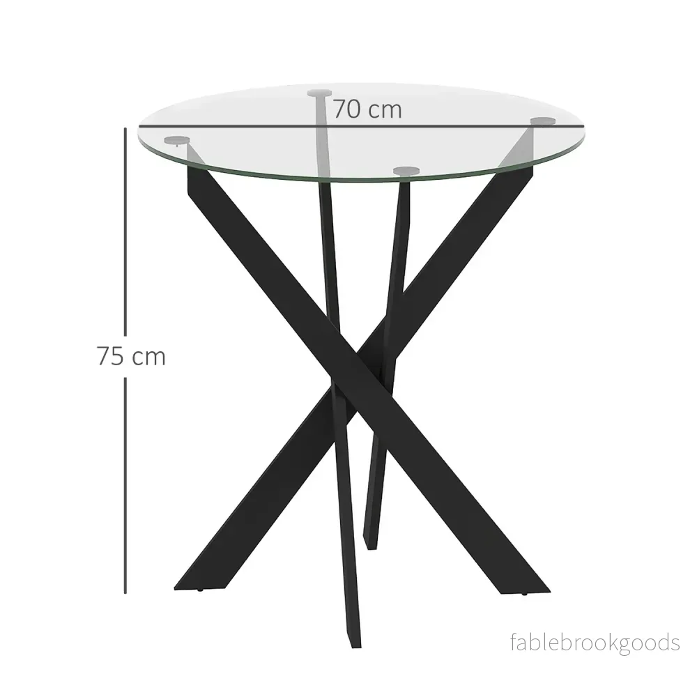 Runt matbord för 4 – Glasskiva & stålben, Ø70 cm - Bild 3