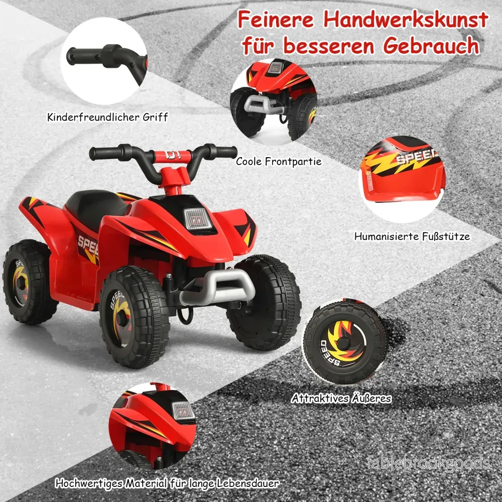 6V – Electric Kids Quad Mini Barnbil – 73 x 40 x 44,5 cm – Röd - Bild 3