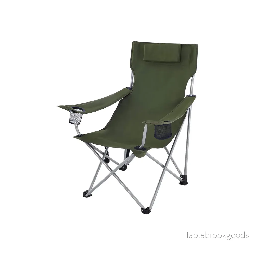 Campingstol – med nackstöd och armstöd – grön Campingstol – med nackstöd och armstöd – grön
