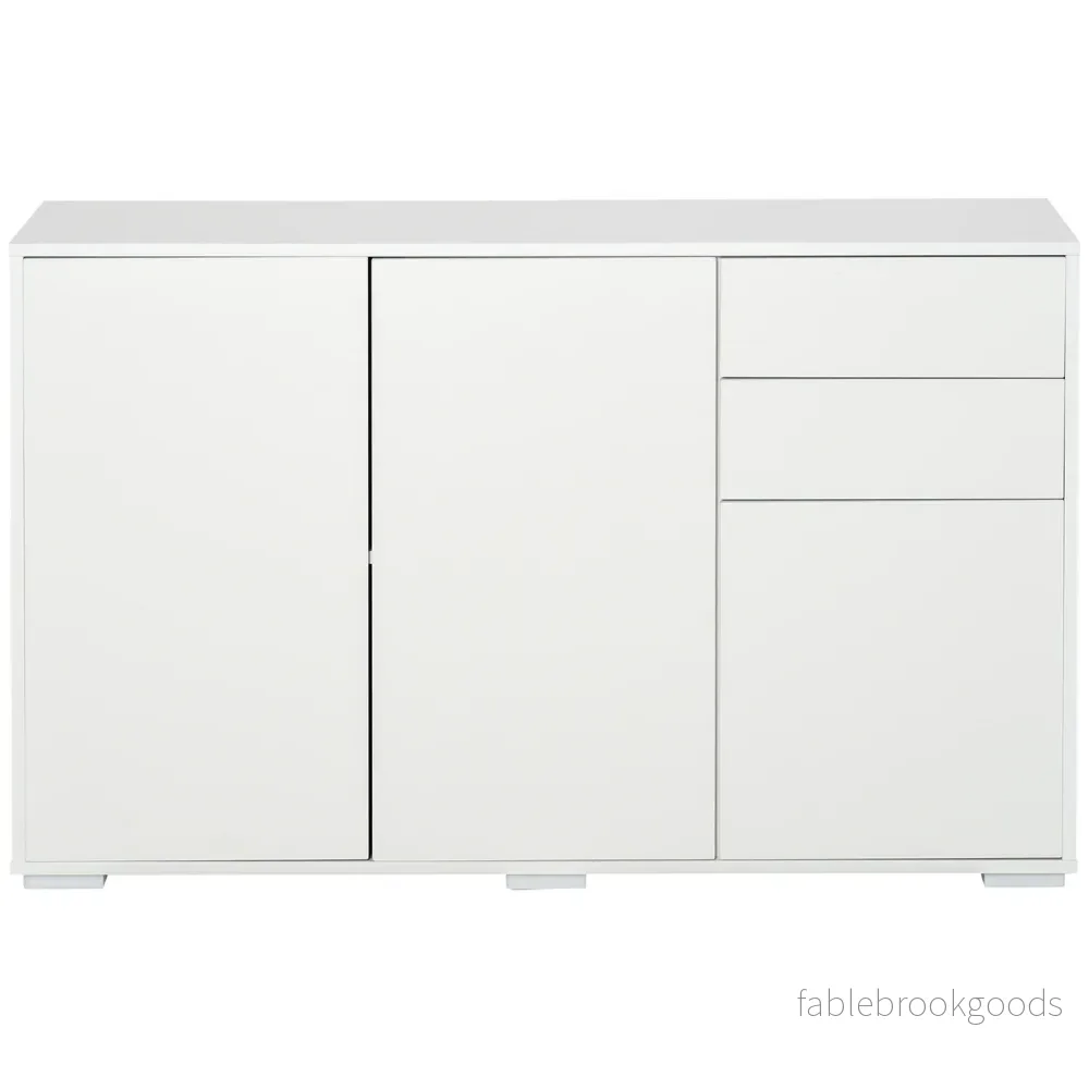 Vit sideboard byrå med 2 lådor & 3 dörrar