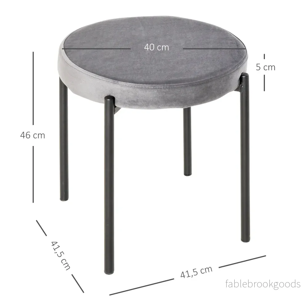 Sammetsbänkspallar, vadderad sits, set om 4, stålgrå - Bild 3