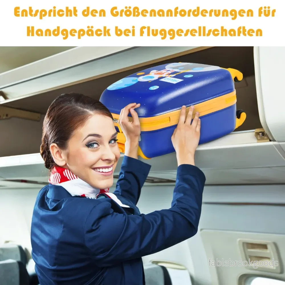 delat – barn resväska set med astronautmönster ryggsäck och – 2 27 x 20 x 43 cm – Mörkblå - Bild 3