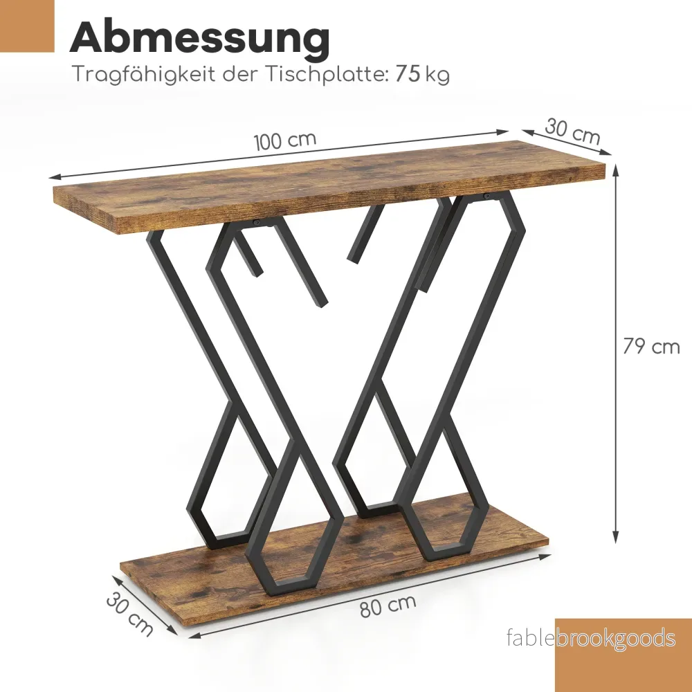 Konsolbord – i konstmarmor Foyerbord med justerbara fotkuddar – Brun - Bild 2