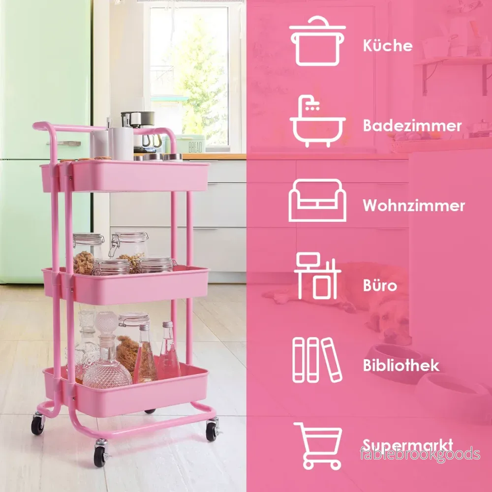 hyllor – Rullvagn Multi Purpose Cart med handtag Enkel montering – 3 – Rosa - Bild 3
