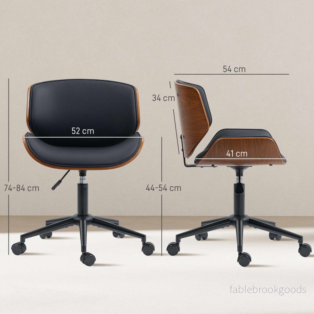 Kontorsstol i konstläder, modern design, ergonomisk, svart - Bild 3