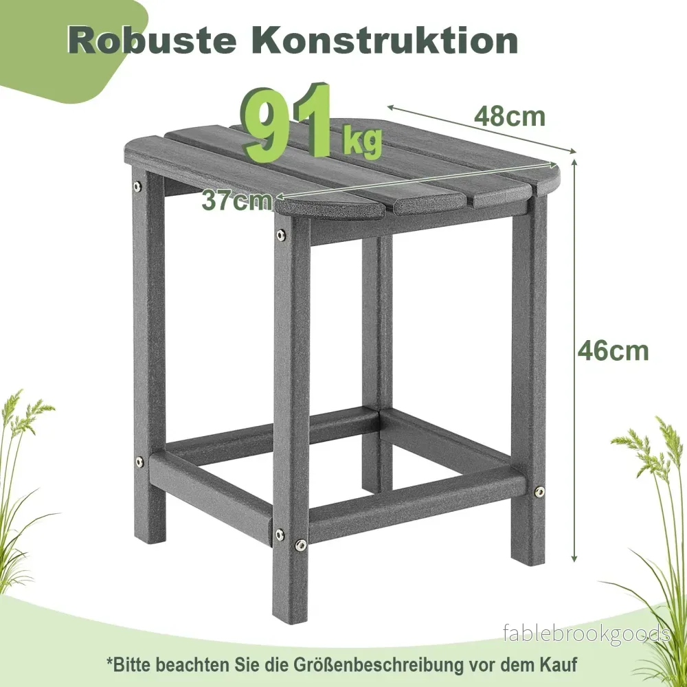 pack – sidobord i HDPE Väderbeständig Adirondack trädgårdsbord Litet kaffebord – 2 – Grå - Bild 2