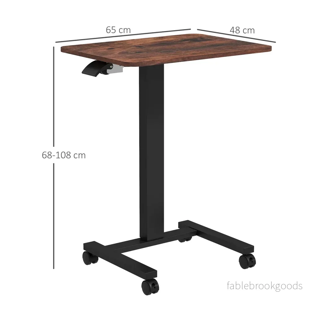 Höjdjusterbar bärbar dator, rustik brun, hjul och broms - Bild 3