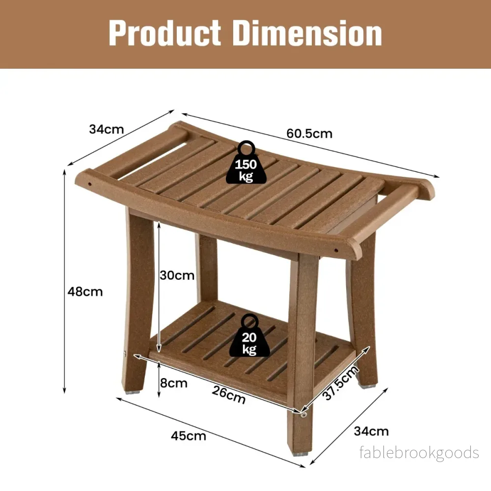 Duschbänk – Vattentät Duschpall med Böj Sits – 60,5 x 34 x 48 cm – Brun - Bild 2