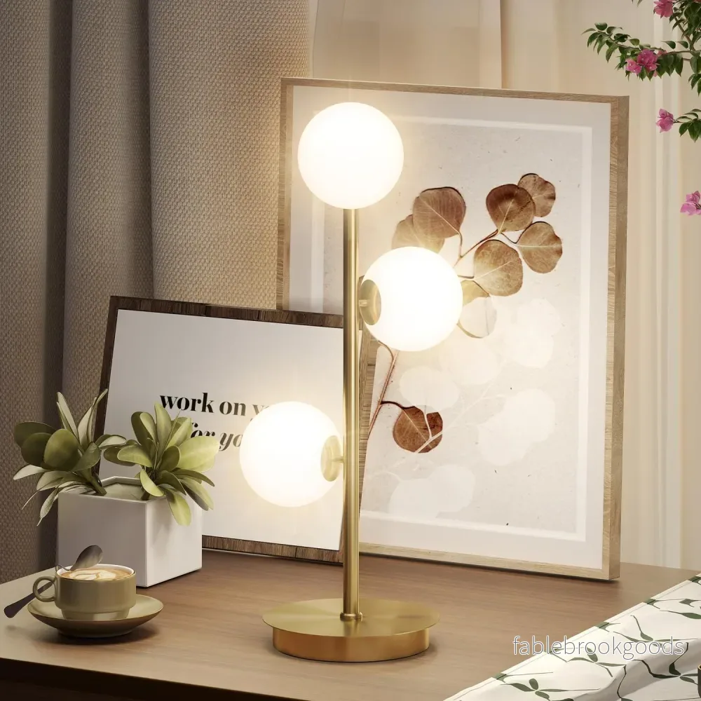 Bordlampa med 3 glober, mässingsfinish, G9-sockel, 53 cm - Bild 2
