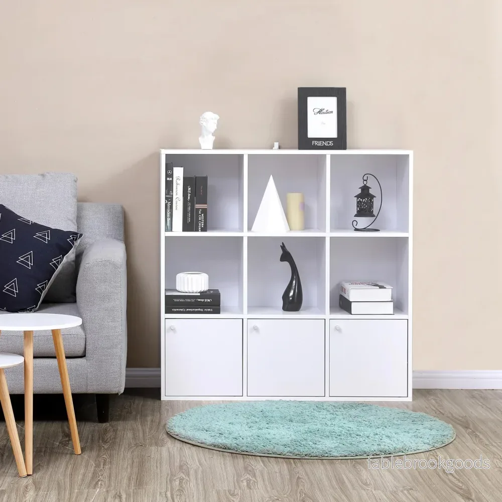 Bokhylla – fristående – 9 fack – vit - Bild 3