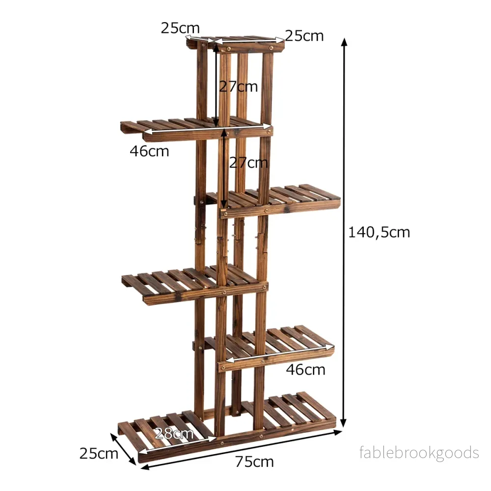 Växttrappa – Trädgård Blomsterhylla Blomstativ – 75 x 25 x 140 cm – Trä - Bild 3