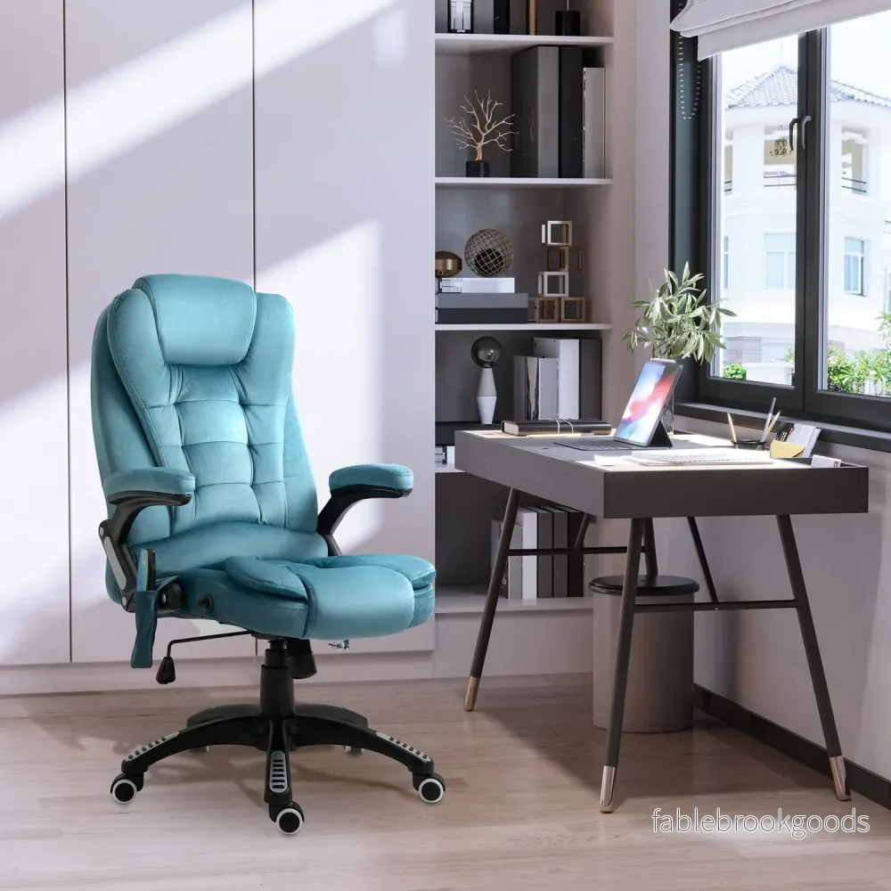 Ergonomisk massagekontorsstol, höjdjusterbar, blå - Bild 2