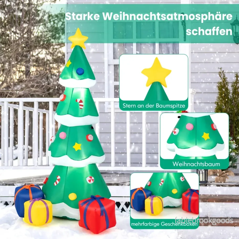 Uppblåsbar – julgran med presentask LED juldekoration – 180 cm – Grön - Bild 2