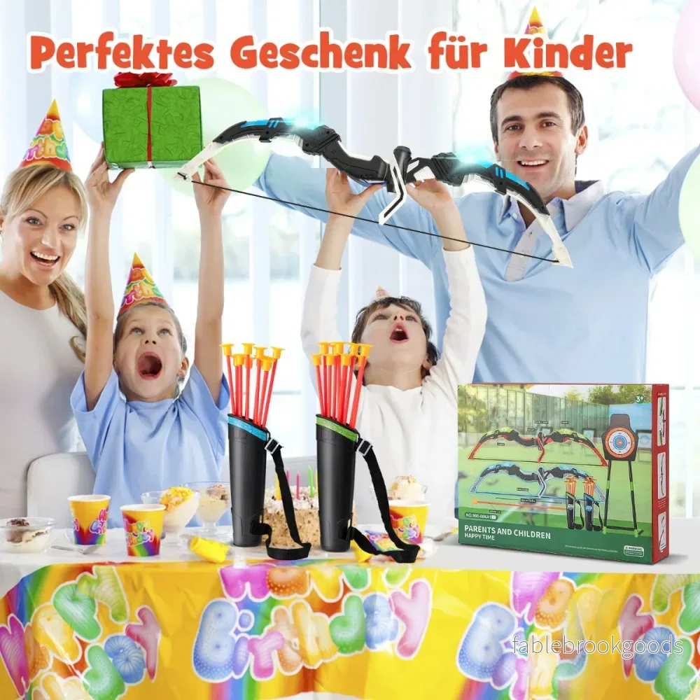 pack – barn båge och pil set LED upplyst bågskytte leksaksset – 2 – Blå och grön - Bild 3