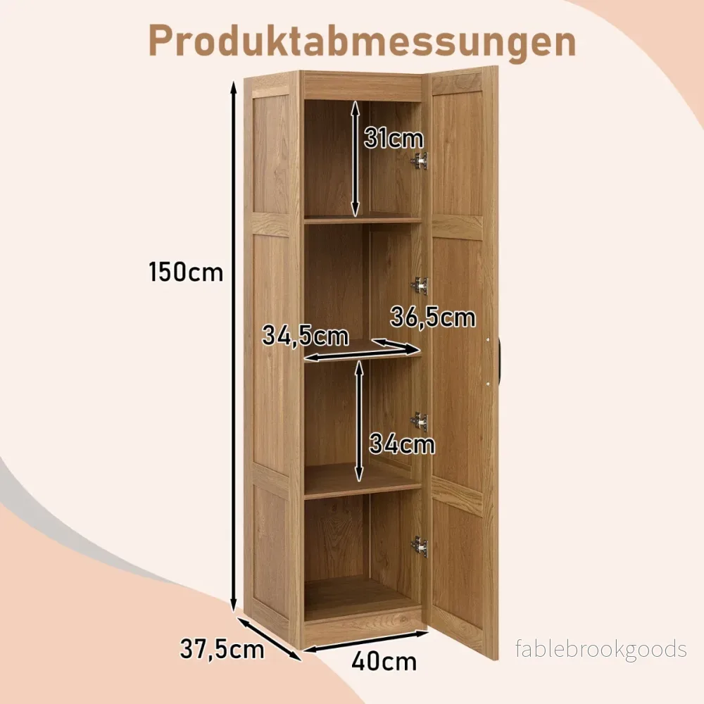 Hög – förvaringsskåp fristående stegs golvskåp med dörr i naturutförande – 4 150 cm – Natur - Bild 2