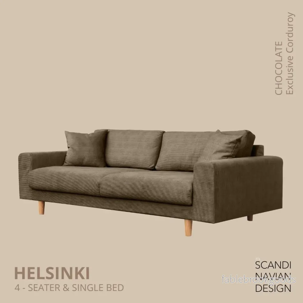 Helsinki 4-seater sofa/single bed Exclusive Corduroy, Chocolate removable & washable covers - Bild 2