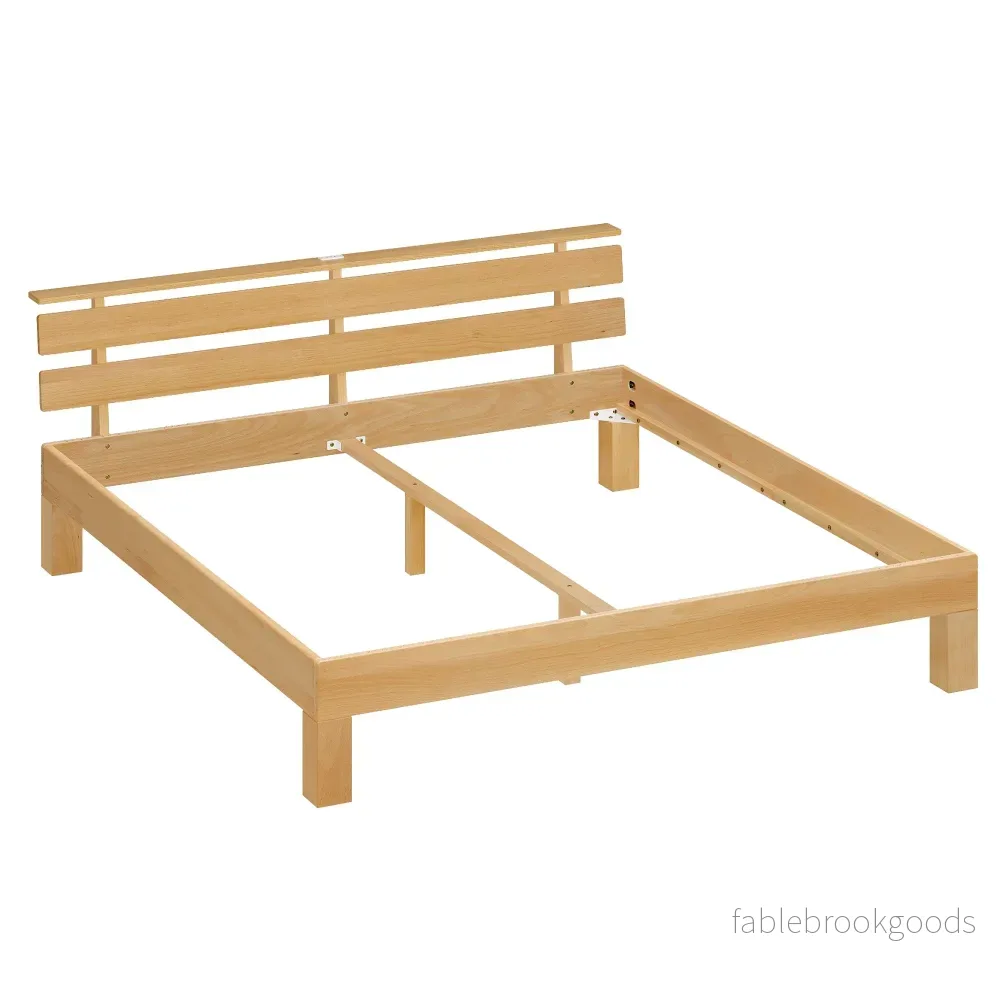 Bedframe - Van Massief Beukenhout - Hoofdbord met LED en USB - Naturel - 221,2 x 184,5 x 78 cm - Bild 2