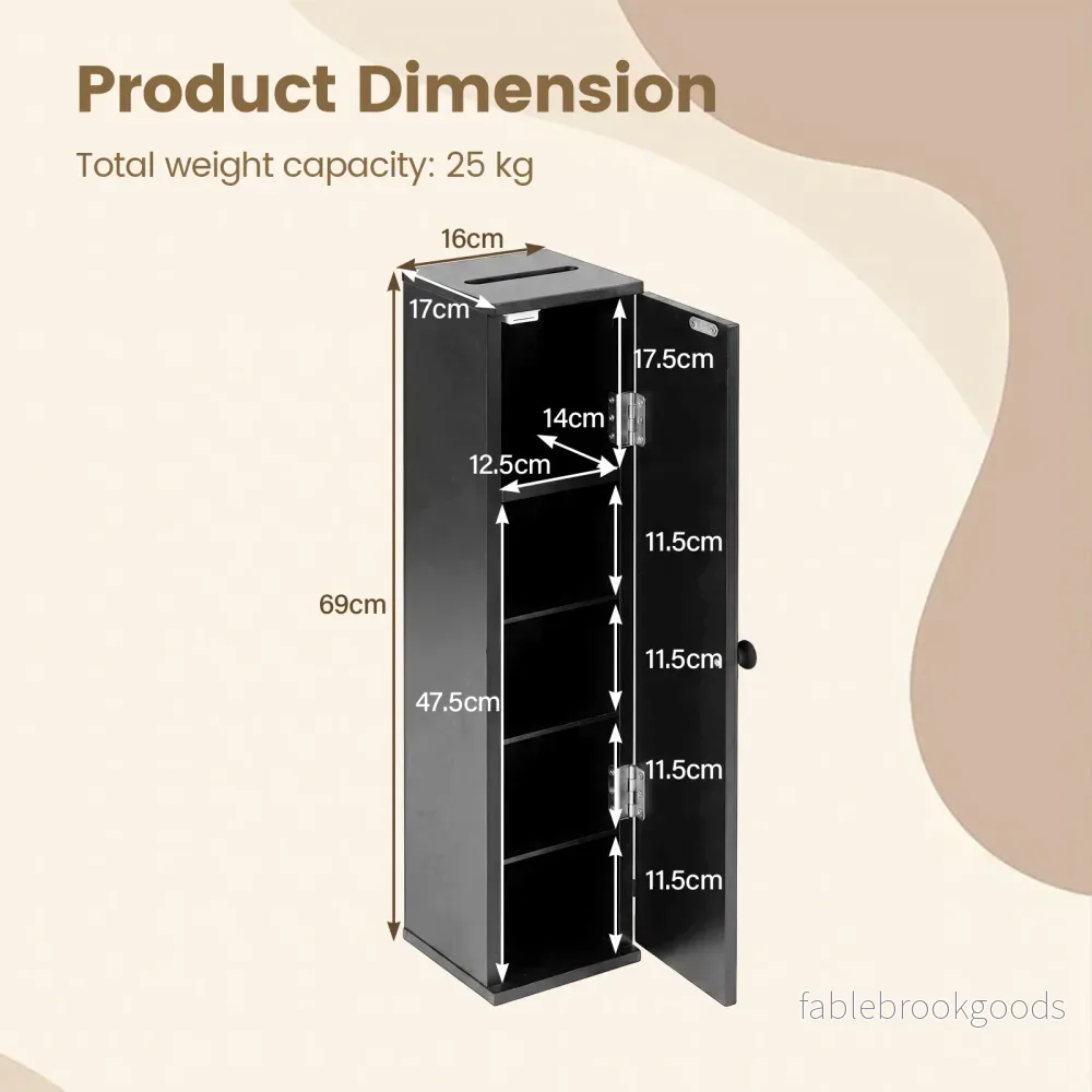 Smalt – badrumsskåp med avtagbara hyllor, bred, toalettskåp – 3 16 cm - Bild 2