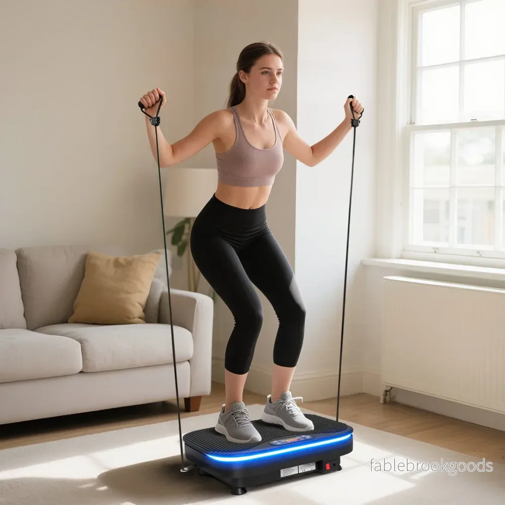 Vibrationsplatta för fitness, Bluetooth, 99 hastigheter, svart - Bild 2