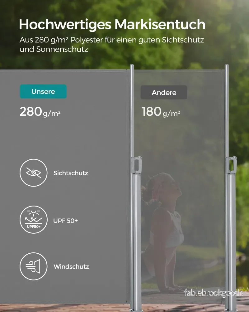 Zijluifel - 180 x 400 cm - Uitschuifbaar - Privacyscherm - Grijs - Bild 3