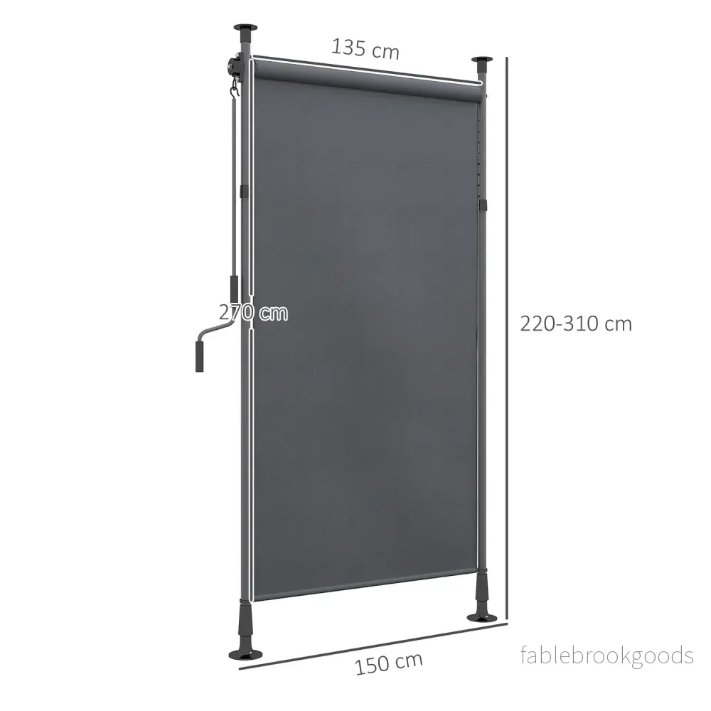 Mörkgrå Väderbeständig Balkongmarkis – 150x220-310cm - Bild 3