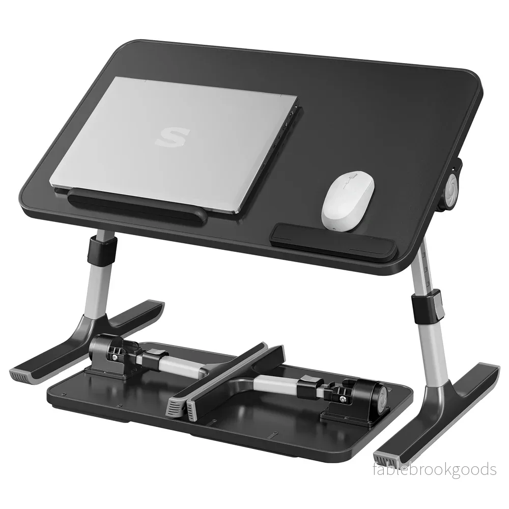 Laptoptafel – 52 x 30 cm – Met Lade – Aluminium Frame – Inktzwart Laptoptafel – 52 x 30 cm – Met Lade – Aluminium Frame – Inktzwart