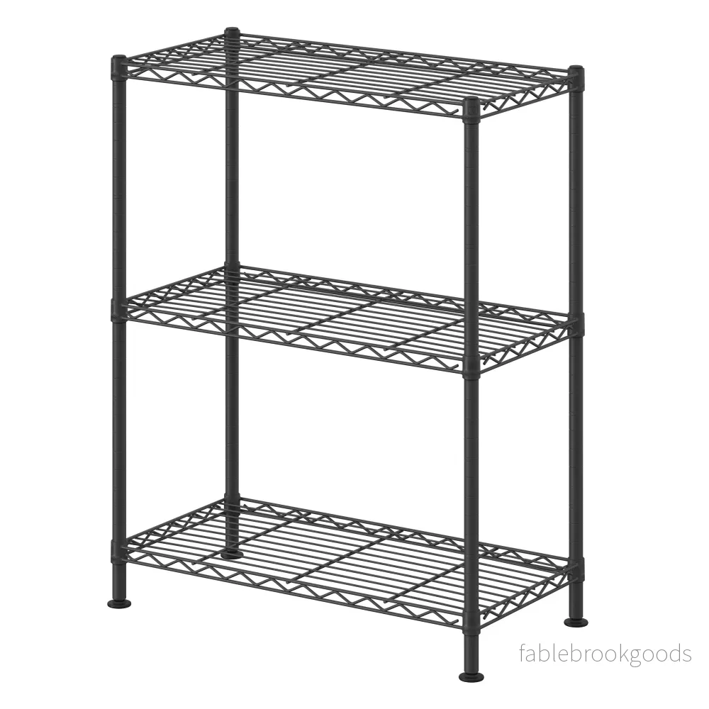 Opbergrek – Metaal – Verstelbare Planken – 3 Niveaus – Zwart Opbergrek – Metaal – Verstelbare Planken – 3 Niveaus – Zwart