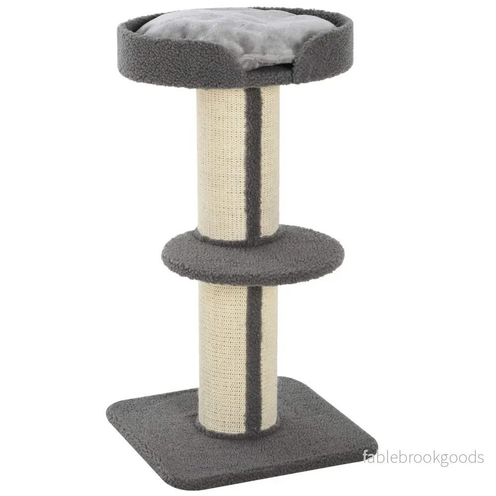 Kattskrapstolpe, 30 kg kapacitet, sisal, grå plattform Kattskrapstolpe, 30 kg kapacitet, sisal, grå plattform