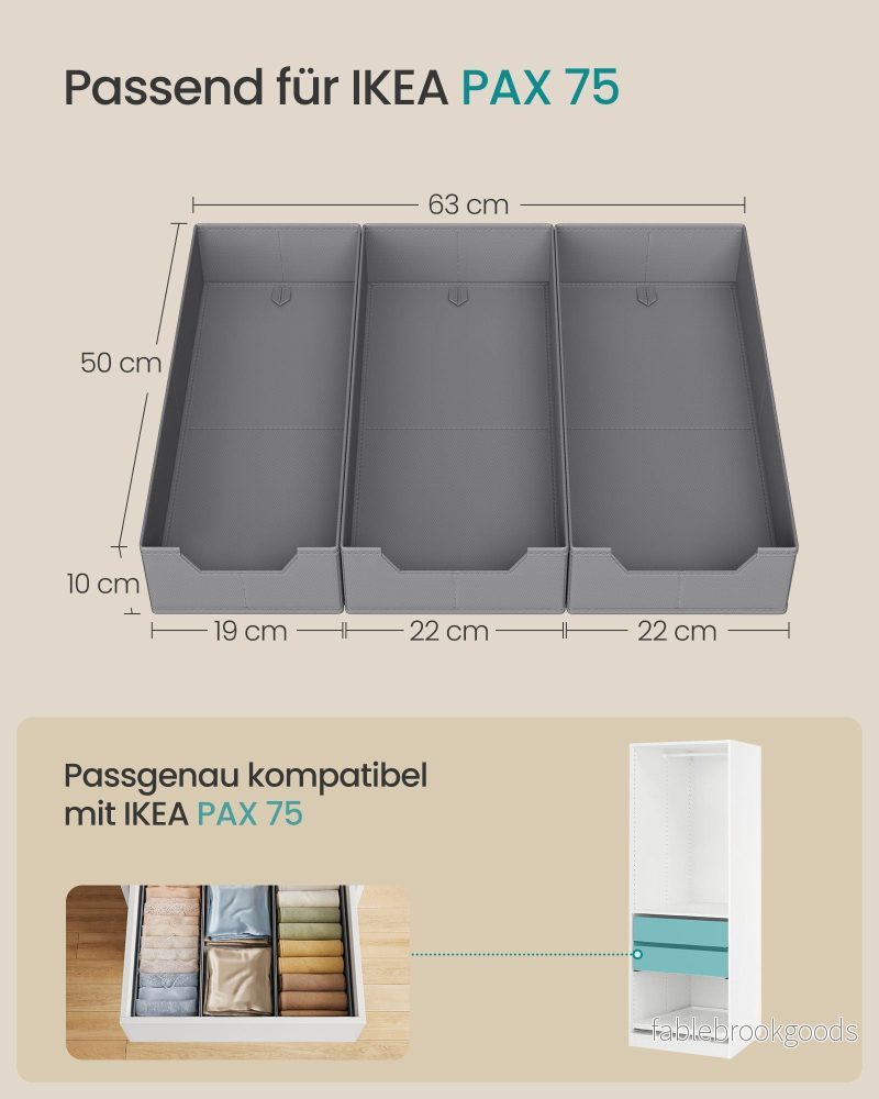 Lade-organizer - Opvouwbaar - Set van Meerdere Boxen - Duifgrijs - 19 x 50 x 10 cm - Bild 3