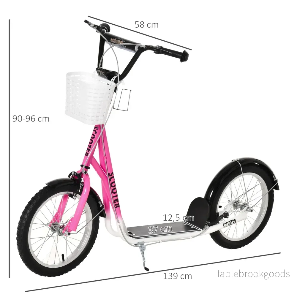 Barnsparkcykel i rosa och vit, justerbar höjd, med korg - Bild 3
