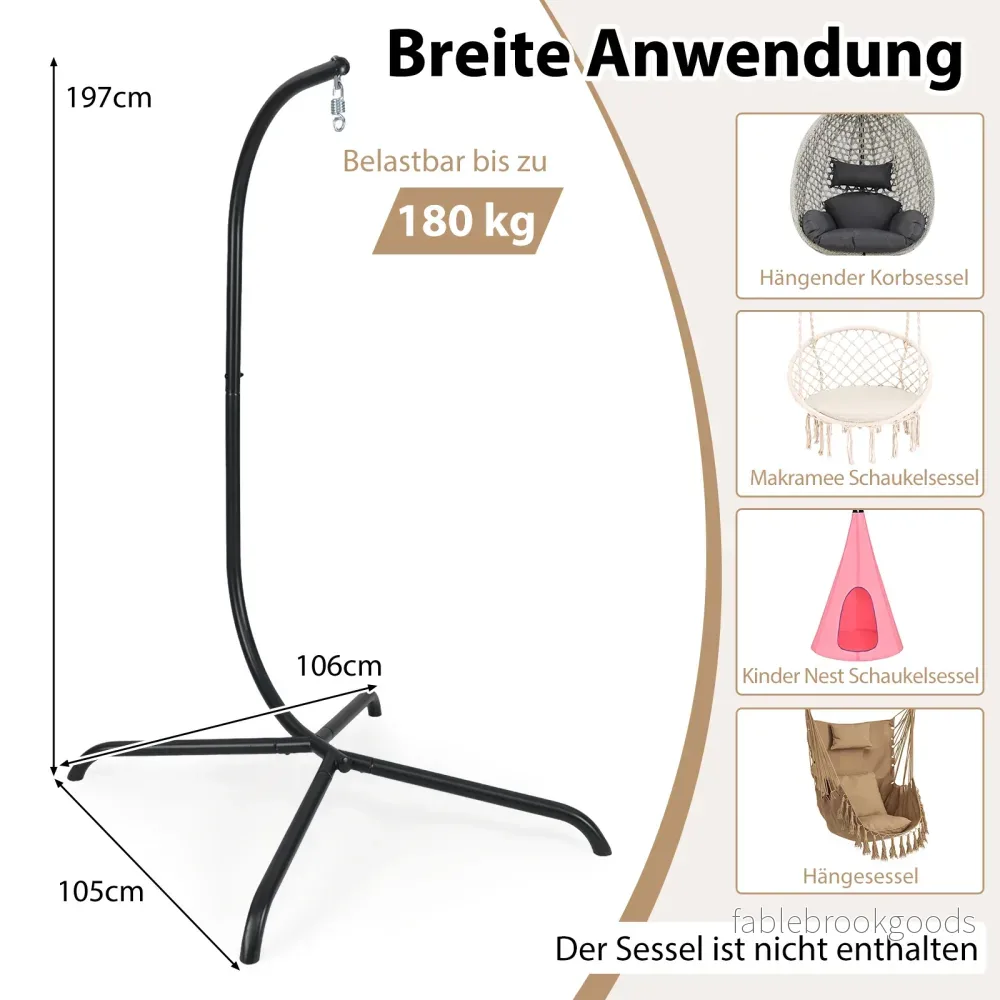 Hängestolpsställ – med krok, belastbart upp till kg, metallställ, hängande sits – 180 – Svart - Bild 2
