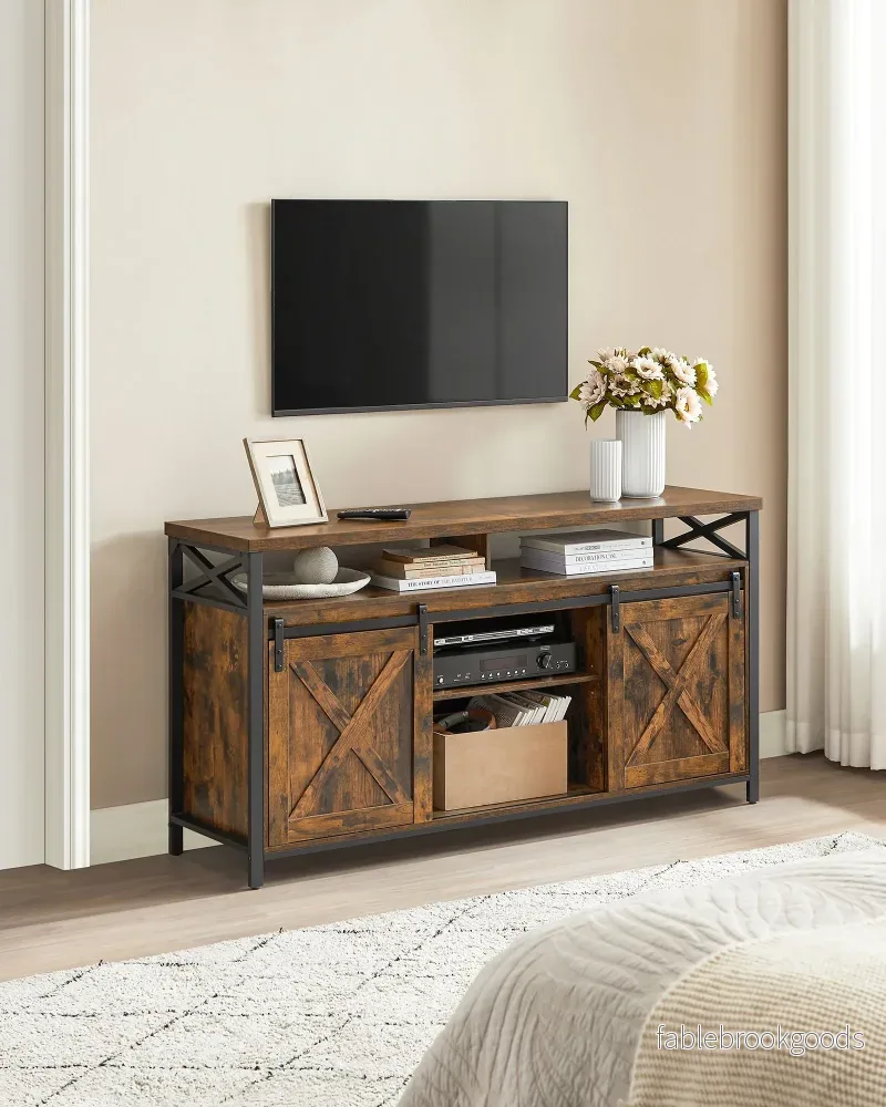TV-skåp – lantlig stil – vintage brunt och svart - Bild 3