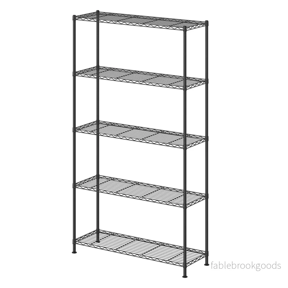 Opbergrek – Metaal – Verstelbare Planken – 5 Niveaus – Zwart Opbergrek – Metaal – Verstelbare Planken – 5 Niveaus – Zwart