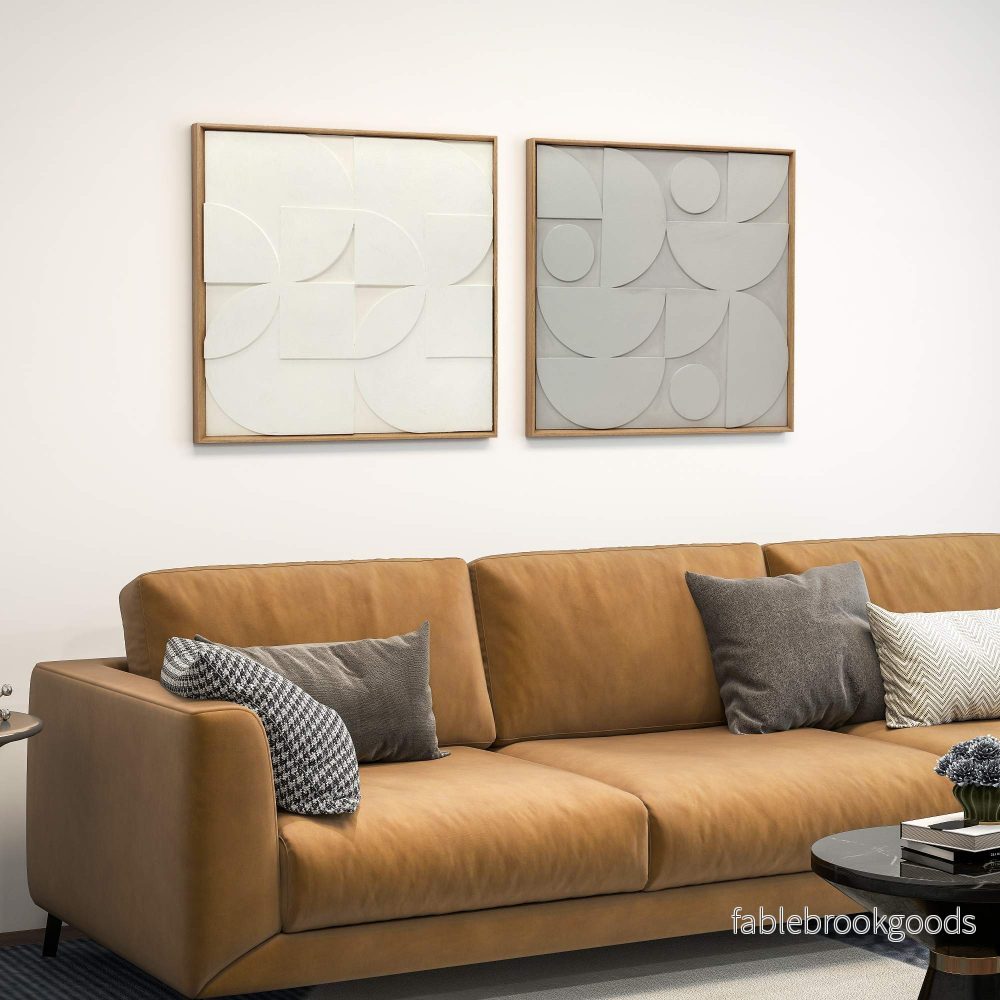 3D Geometrisk Väggkonst Set, 2 Delar, 80x80 cm, Vit - Bild 2