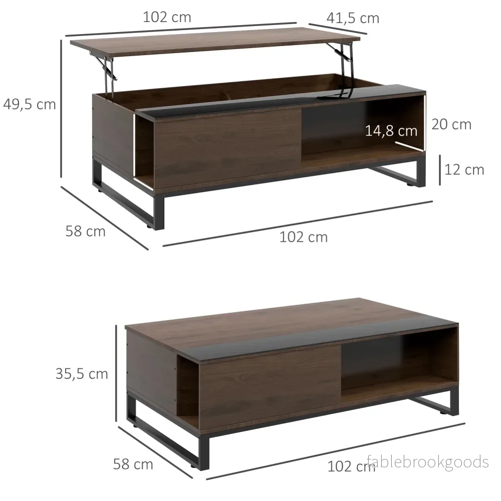 Modernt soffbord i svart stål med förvaring, 102x58x35,5 Cm - Bild 3