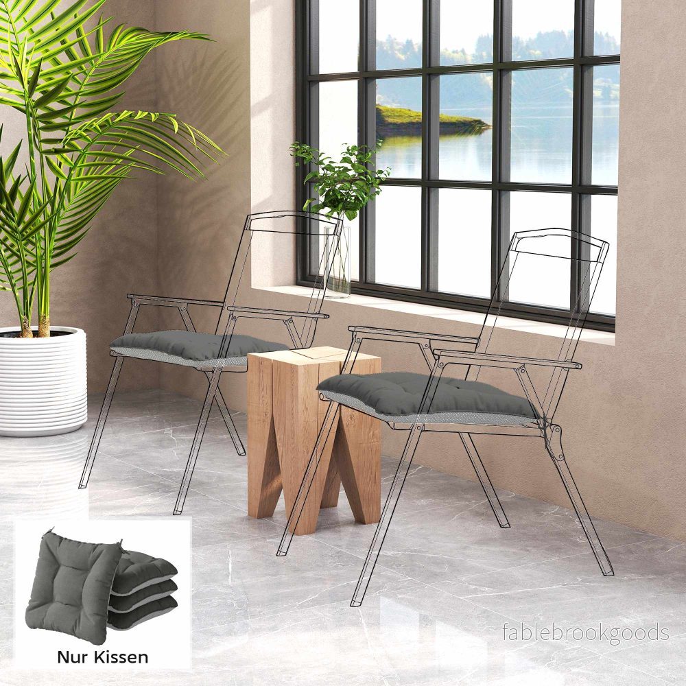 Set med 4 dynor till utomhusstolar, halkfria, 39,5x39,5x10 cm - Bild 2