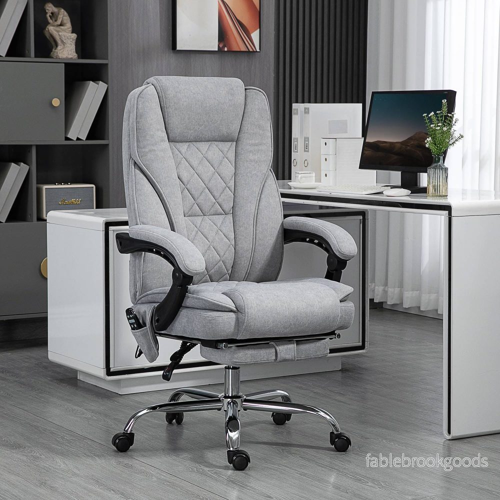 Ergonomisk kontorsstol med massagefunktion, fotstöd, vridbar, rullbar, grå - Bild 2