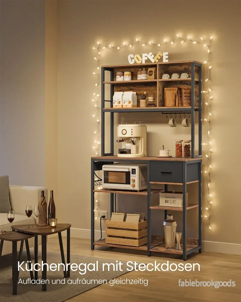 Kökshylla med uttag och låda – Vintage Brown-Inky Black - Bild 2