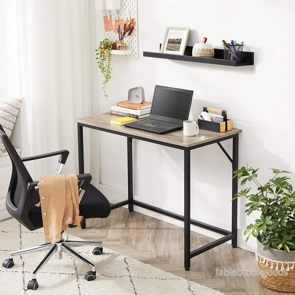 Smalt skrivbord – Industriell stil – Grå/svart - Bild 2