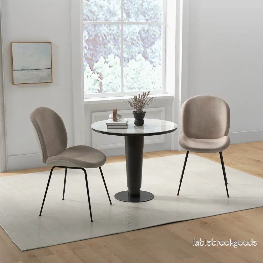 Set – med matsalsstolar metallram köksstol stoppad – 2 49 x 65 x 87 cm – Kaffe - Bild 2