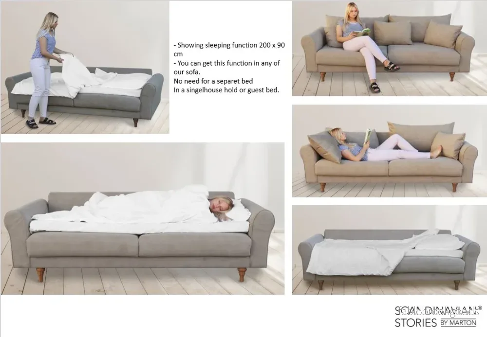 Turku 4-seater sofa/sofa bed Corduroy, Cream removable & washable covers - Bild 2