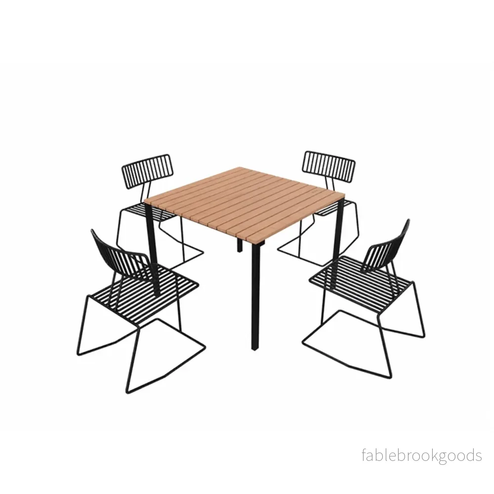 Utomhusmöbelgrupp Hope Set med 4 Stolar och 1 Bord Svart och Trä
