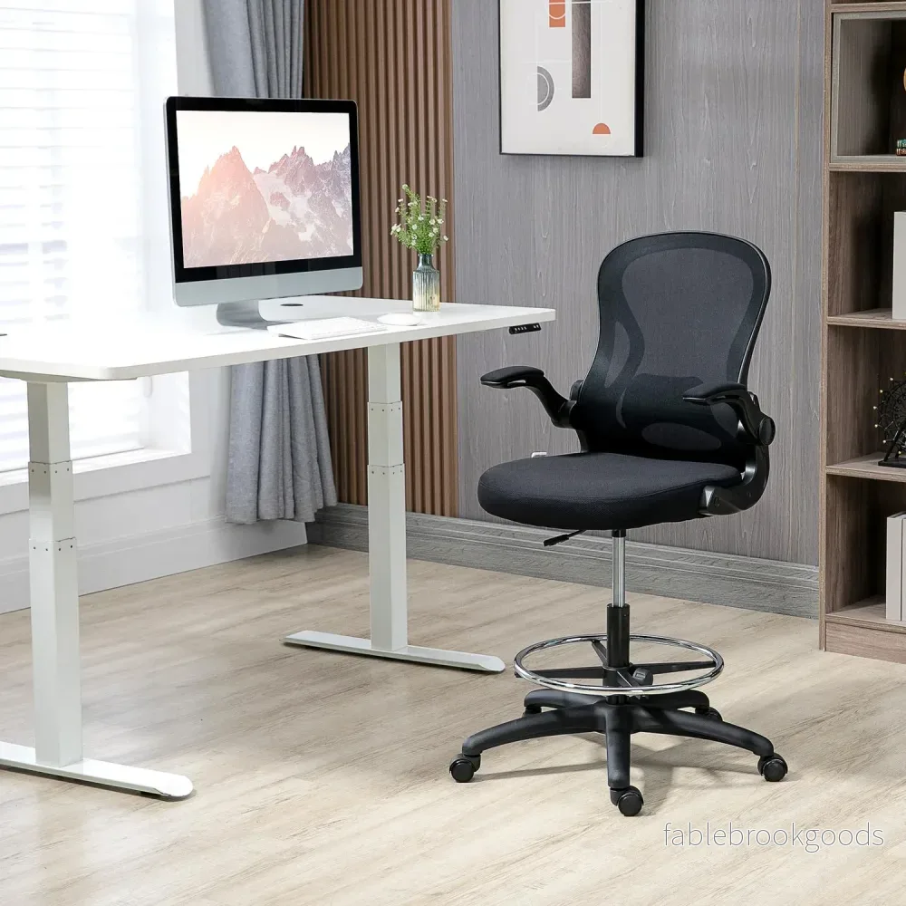 Ergonomisk kontorsstol med hjul & svankstöd, svart - Bild 2