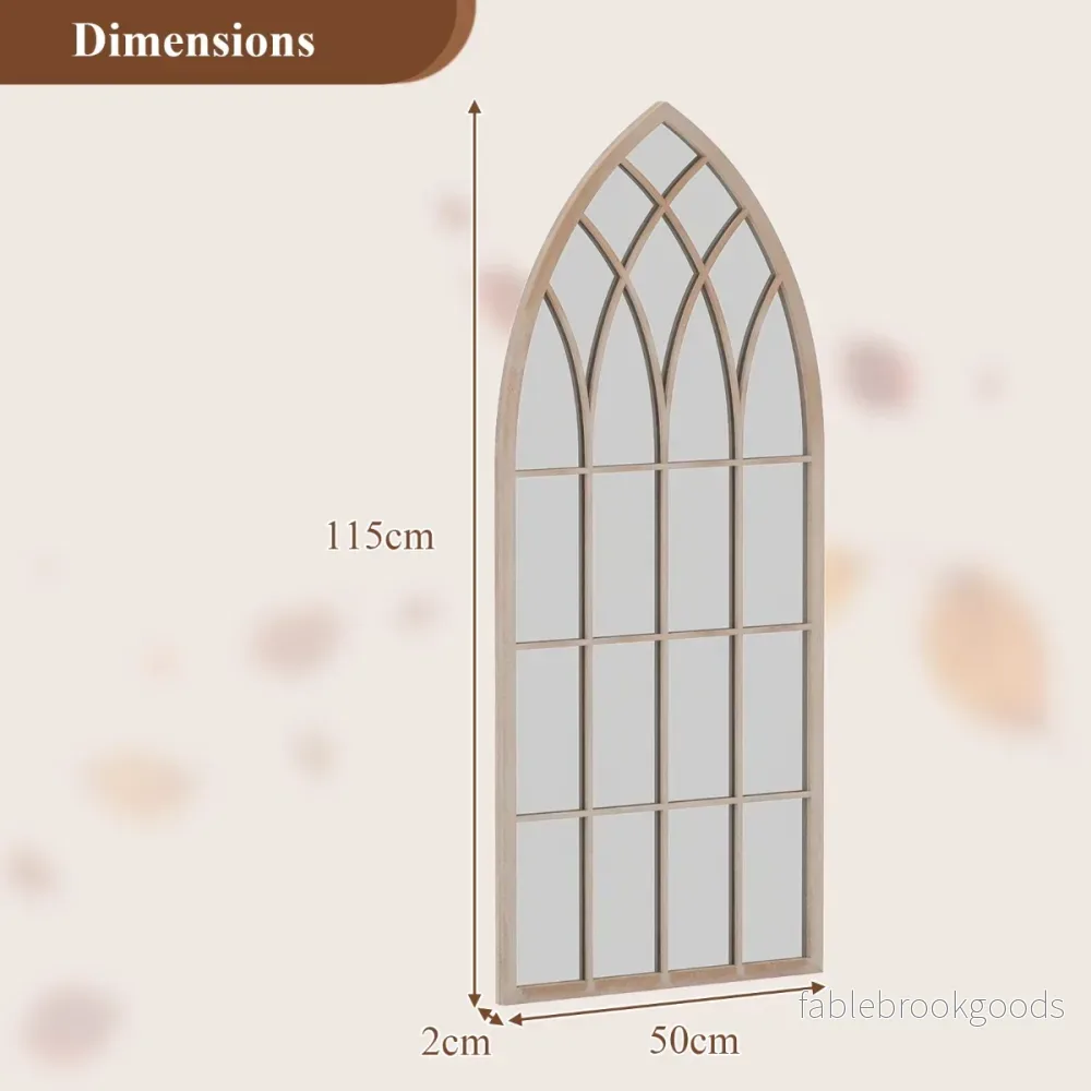 Farmhouse – fönsterramspegel böjd väggspegel med metallram – 115 x 50 x 2 cm – Grå - Bild 2