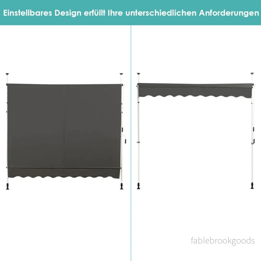 Spännmarkis – balkong höjdjusterbar med handvev solskydd – 250 x 120 cm – Grå - Bild 3
