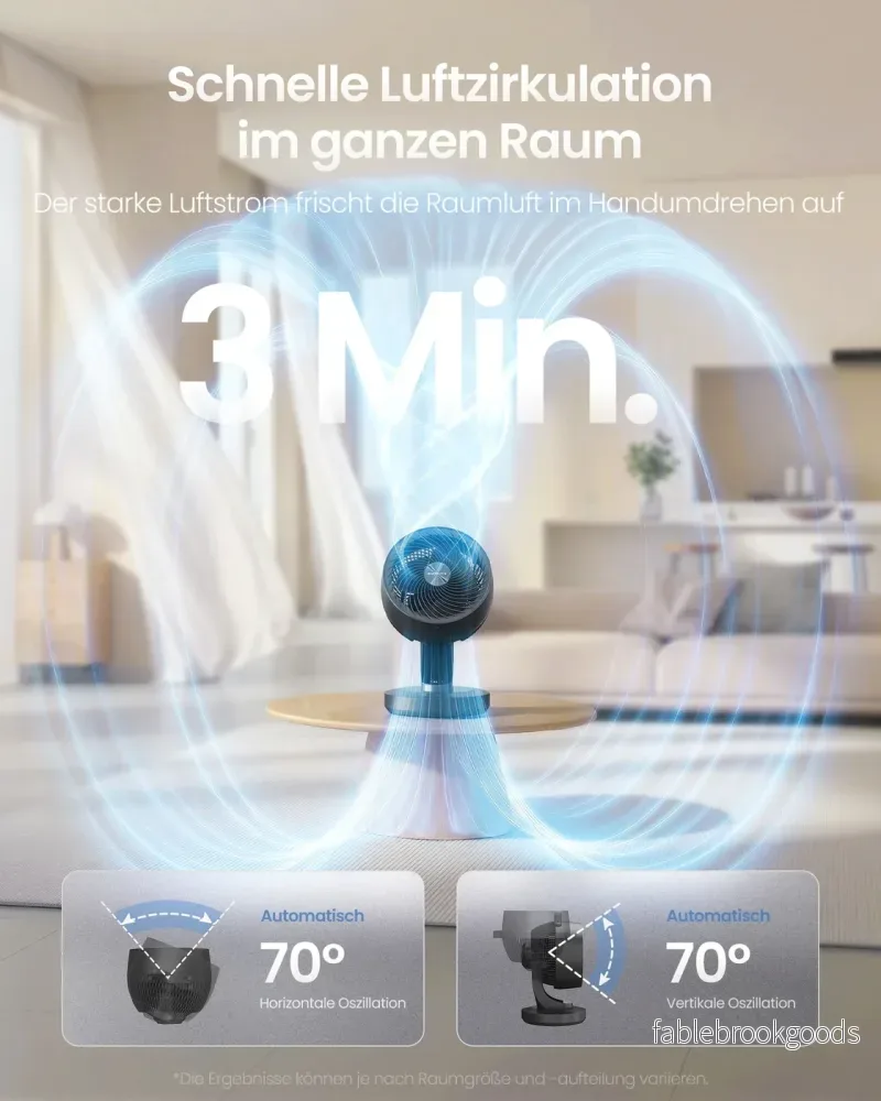 Tafelventilator - 25 x 26 x 38,4 cm - stille ventilator 20 dB - inktzwart - 2,3 kg - Bild 3